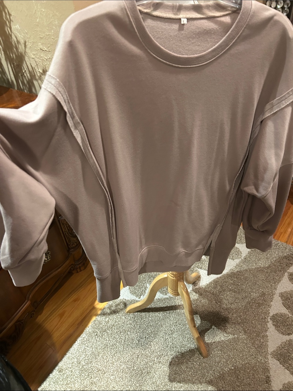 Cozy Oversized Crewneck Sweatshirt in Taupe large